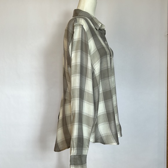 Lucky Brand gray and white super soft flannel button up shirt szL - Picture 7 of 11